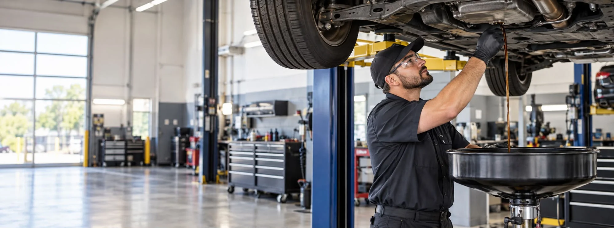 Finish Line technician working under the hood of a vehicle